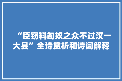 “臣窃料匈奴之众不过汉一大县”全诗赏析和诗词解释拼音翻译