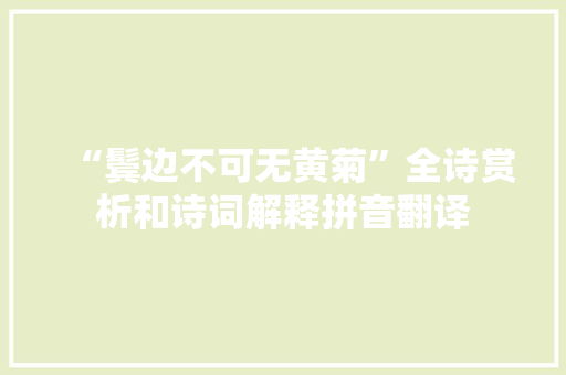 “鬓边不可无黄菊”全诗赏析和诗词解释拼音翻译