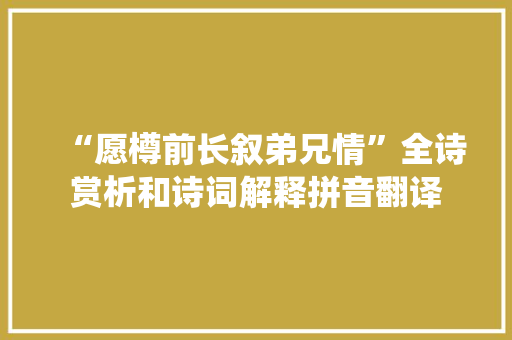 “愿樽前长叙弟兄情”全诗赏析和诗词解释拼音翻译