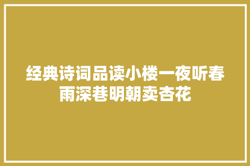 经典诗词品读小楼一夜听春雨深巷明朝卖杏花