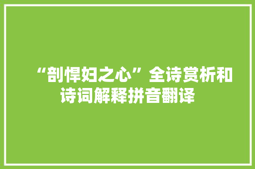 “剖悍妇之心”全诗赏析和诗词解释拼音翻译