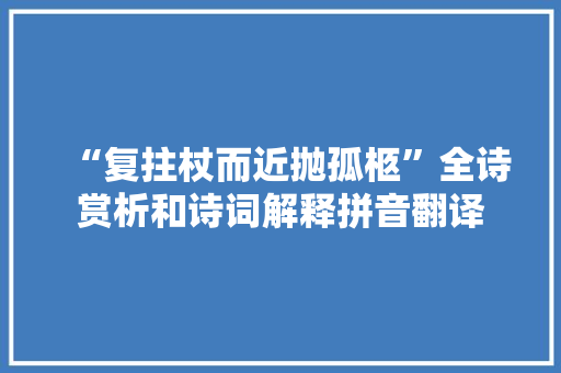 “复拄杖而近抛孤柩”全诗赏析和诗词解释拼音翻译