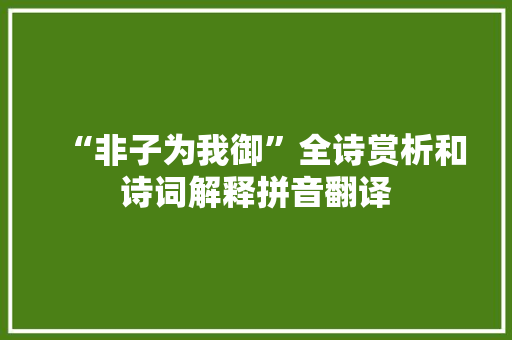 “非子为我御”全诗赏析和诗词解释拼音翻译
