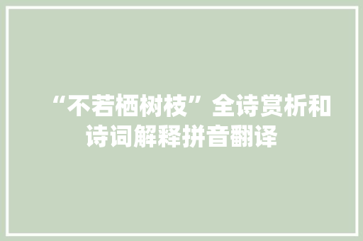 “不若栖树枝”全诗赏析和诗词解释拼音翻译