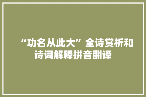 “功名从此大”全诗赏析和诗词解释拼音翻译