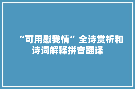 “可用慰我情”全诗赏析和诗词解释拼音翻译