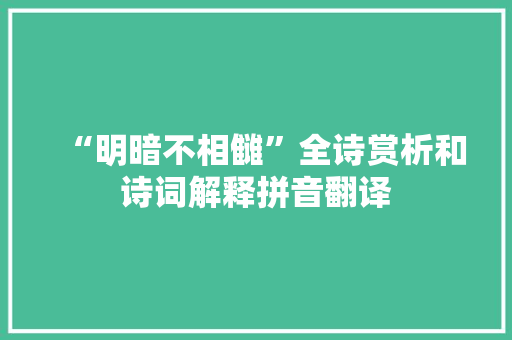 “明暗不相雠”全诗赏析和诗词解释拼音翻译