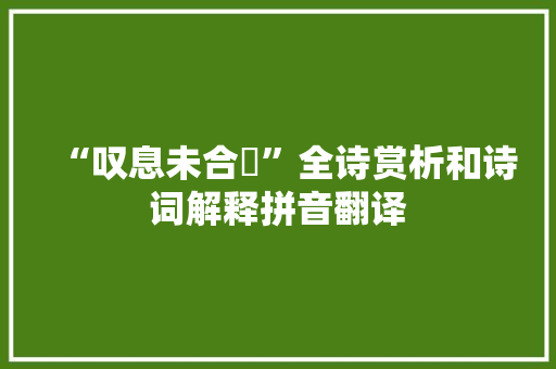 “叹息未合幷”全诗赏析和诗词解释拼音翻译