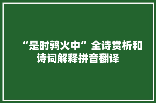 “是时鹑火中”全诗赏析和诗词解释拼音翻译