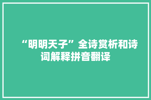 “明明天子”全诗赏析和诗词解释拼音翻译