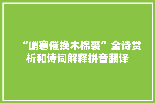 “峭寒催换木棉裘”全诗赏析和诗词解释拼音翻译