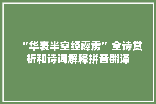 “华表半空经霹雳”全诗赏析和诗词解释拼音翻译