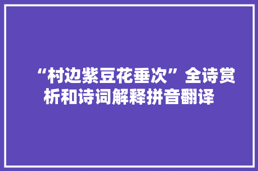 “村边紫豆花垂次”全诗赏析和诗词解释拼音翻译