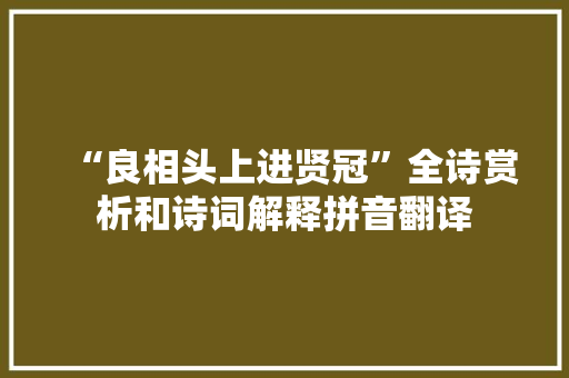 “良相头上进贤冠”全诗赏析和诗词解释拼音翻译