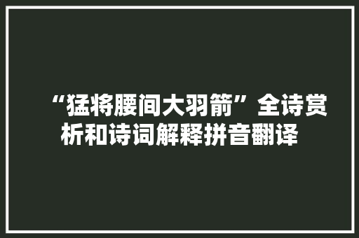 “猛将腰间大羽箭”全诗赏析和诗词解释拼音翻译