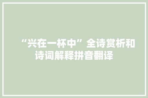 “兴在一杯中”全诗赏析和诗词解释拼音翻译