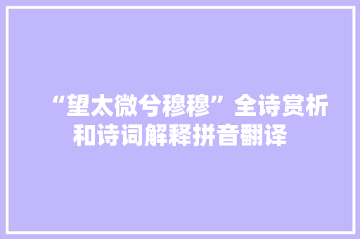 “望太微兮穆穆”全诗赏析和诗词解释拼音翻译