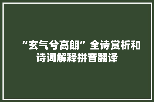 “玄气兮高朗”全诗赏析和诗词解释拼音翻译