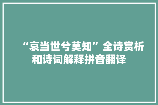“哀当世兮莫知”全诗赏析和诗词解释拼音翻译