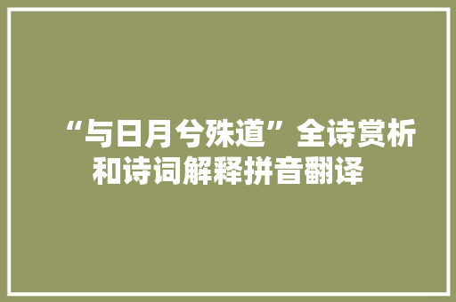 “与日月兮殊道”全诗赏析和诗词解释拼音翻译