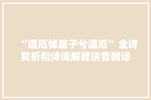 “遭厄悼屈子兮遭厄”全诗赏析和诗词解释拼音翻译