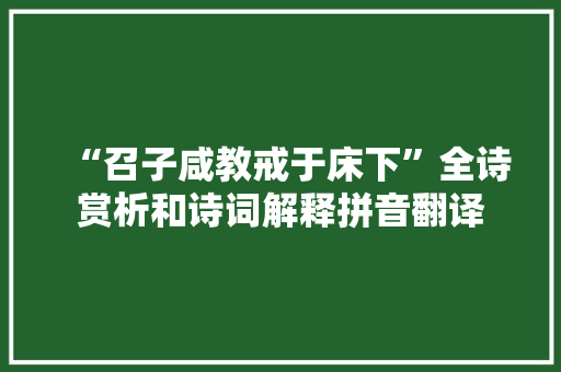 “召子咸教戒于床下”全诗赏析和诗词解释拼音翻译