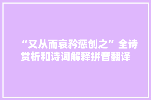 “又从而哀矜惩创之”全诗赏析和诗词解释拼音翻译