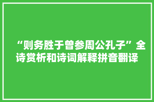 “则务胜于曾参周公孔子”全诗赏析和诗词解释拼音翻译