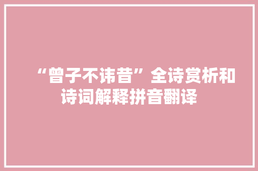 “曾子不讳昔”全诗赏析和诗词解释拼音翻译