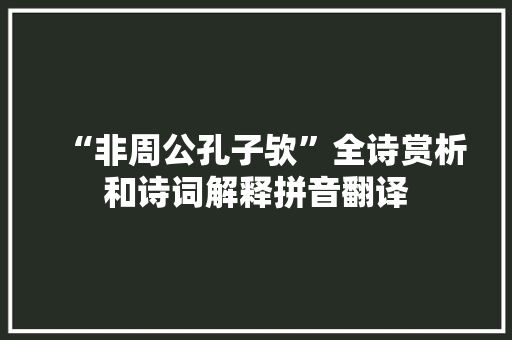 “非周公孔子欤”全诗赏析和诗词解释拼音翻译