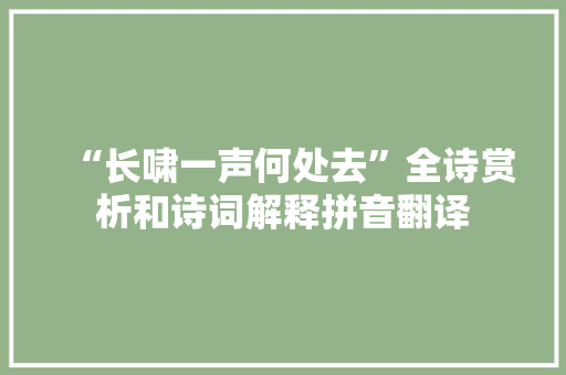 “长啸一声何处去”全诗赏析和诗词解释拼音翻译
