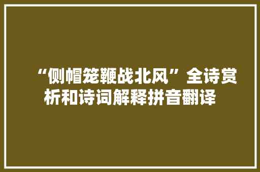 “侧帽笼鞭战北风”全诗赏析和诗词解释拼音翻译