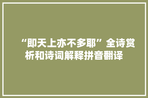 “即天上亦不多耶”全诗赏析和诗词解释拼音翻译