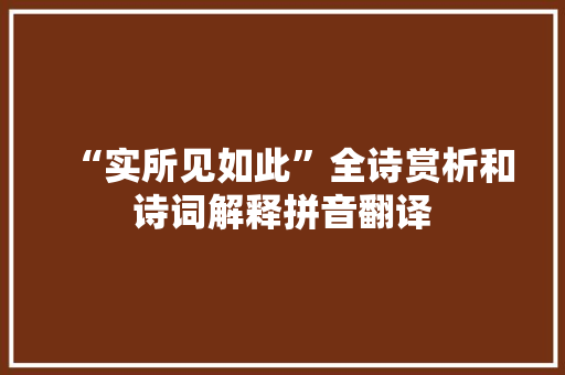 “实所见如此”全诗赏析和诗词解释拼音翻译