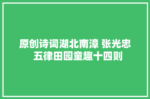 原创诗词湖北南漳 张光忠  五律田园童趣十四则