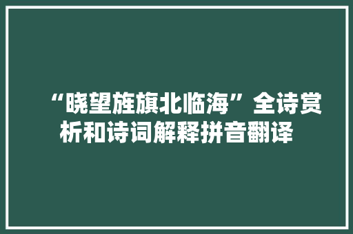 “晓望旌旗北临海”全诗赏析和诗词解释拼音翻译