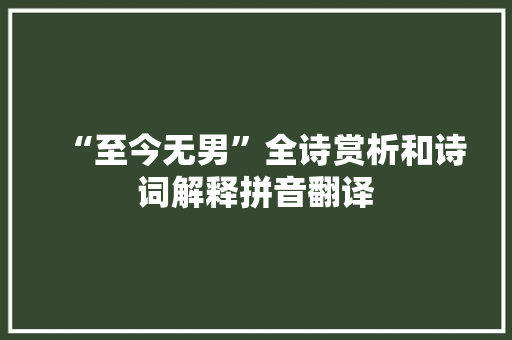 “至今无男”全诗赏析和诗词解释拼音翻译