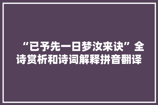 “已予先一日梦汝来诀”全诗赏析和诗词解释拼音翻译