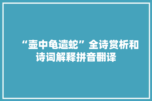 “壶中龟遣蛇”全诗赏析和诗词解释拼音翻译