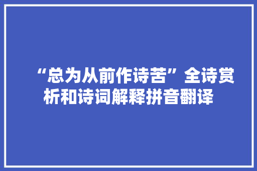 “总为从前作诗苦”全诗赏析和诗词解释拼音翻译