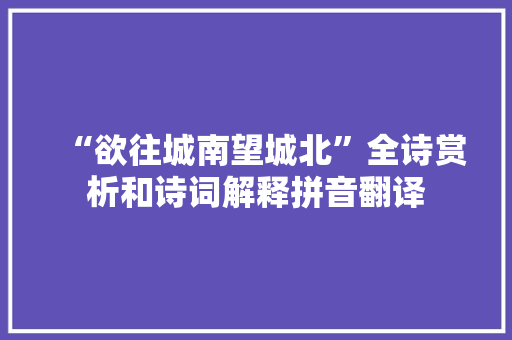 “欲往城南望城北”全诗赏析和诗词解释拼音翻译