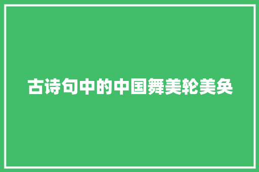 古诗句中的中国舞美轮美奂