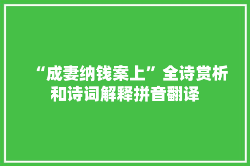 “成妻纳钱案上”全诗赏析和诗词解释拼音翻译