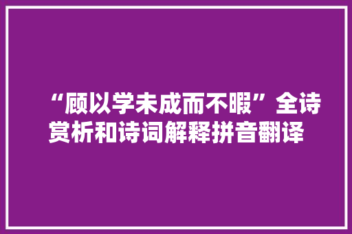 “顾以学未成而不暇”全诗赏析和诗词解释拼音翻译