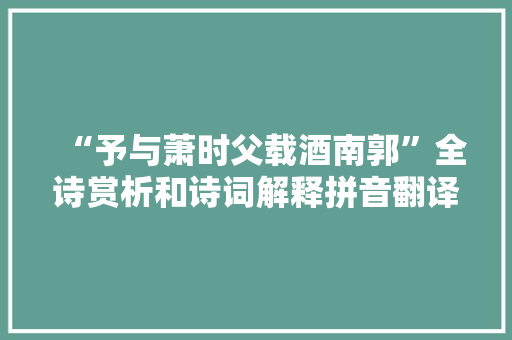 “予与萧时父载酒南郭”全诗赏析和诗词解释拼音翻译