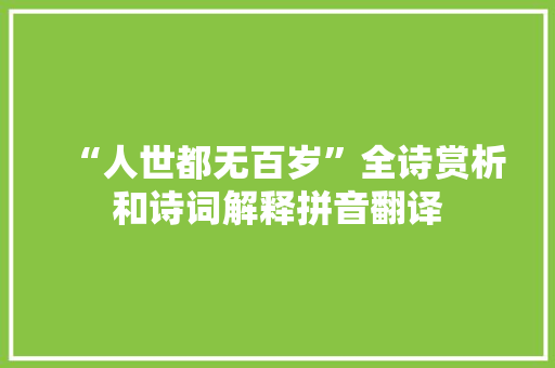 “人世都无百岁”全诗赏析和诗词解释拼音翻译