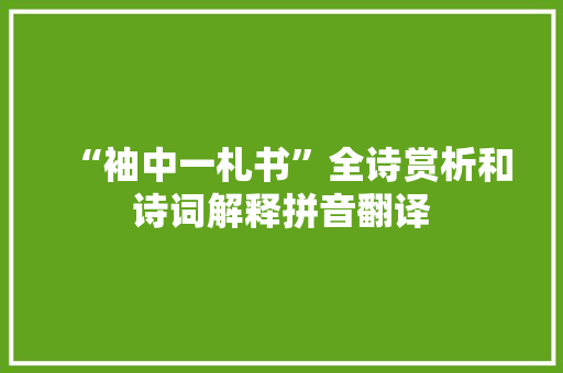 “袖中一札书”全诗赏析和诗词解释拼音翻译