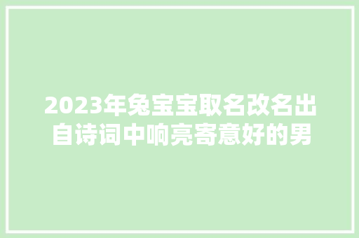 2023年兔宝宝取名改名出自诗词中响亮寄意好的男