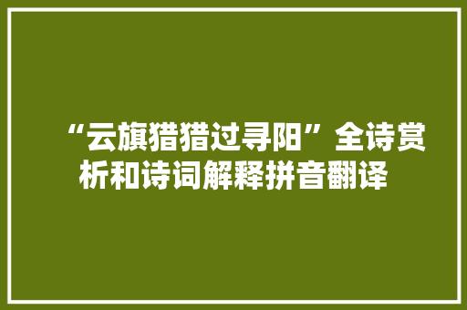 “云旗猎猎过寻阳”全诗赏析和诗词解释拼音翻译