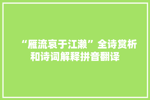 “雁流哀于江濑”全诗赏析和诗词解释拼音翻译